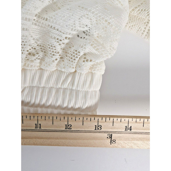 YITTY Ivory Knit Slip Semi Sheer Lace Crop Top and Ruched Back Legging Set M - Picture 13 of 16